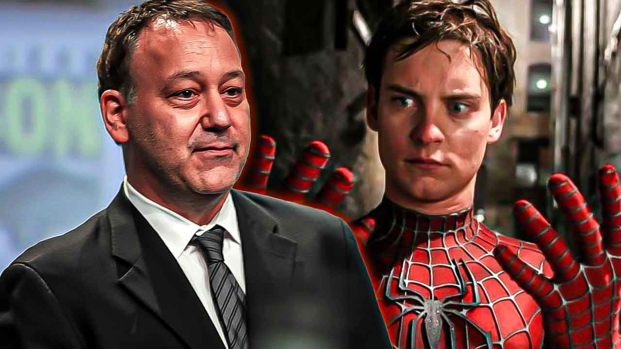 sam raimi on left and toby maguire from spiderman on right
