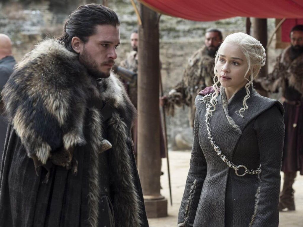 Daenerys Targaryen and Jon Snow in Game of Thrones.