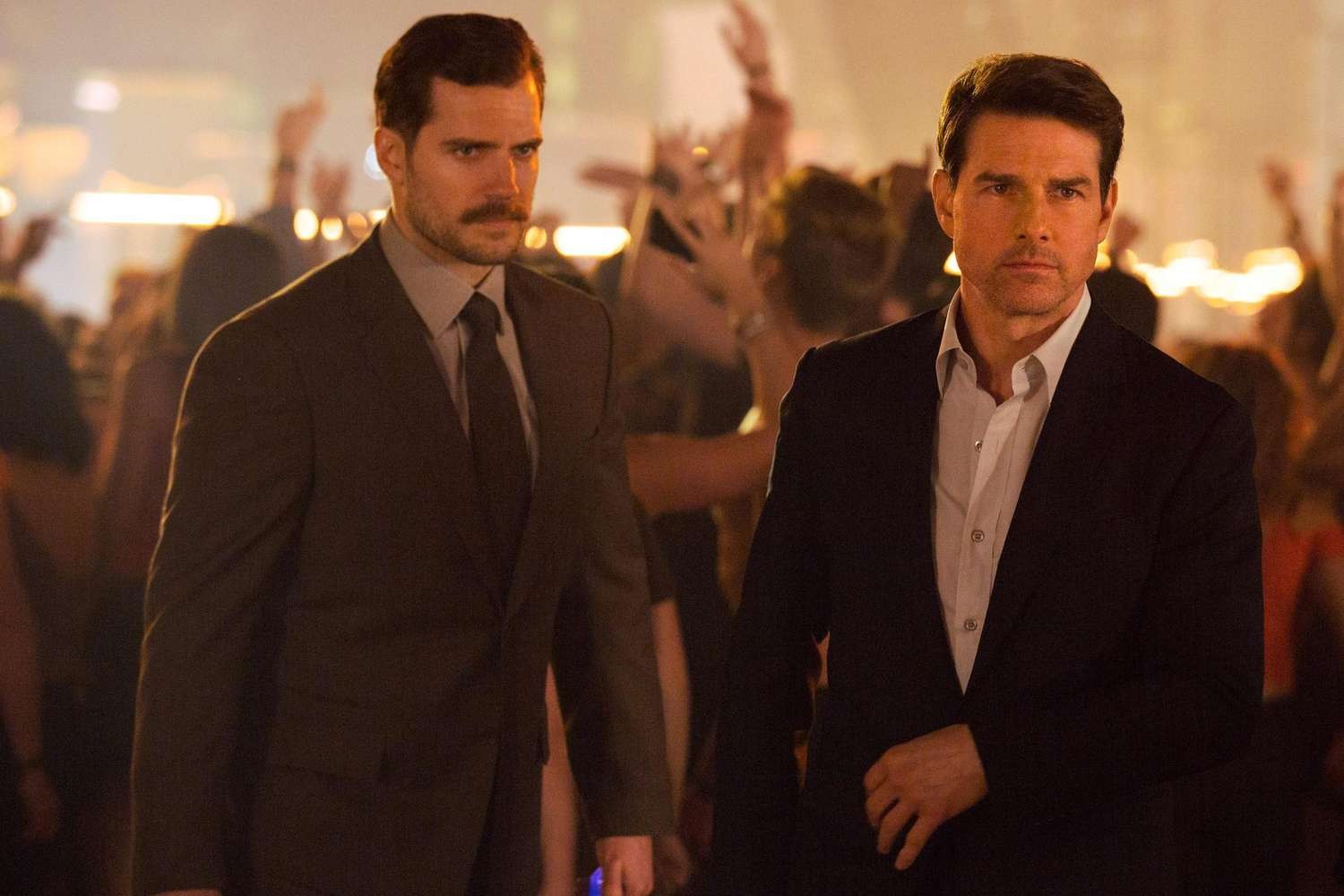 Henry Cavill and Tom Cruise in an action sequence in Mission: Impossible - Fallout