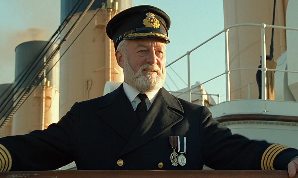Bernard Hill as Captain Edward Smith sees his ship in full steam in a scene from Titanic