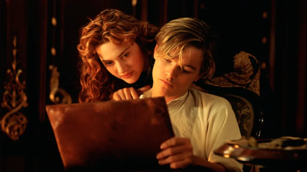 The famous drawing scene with Leonardo DiCaprio and Kate Winslet in Titanic