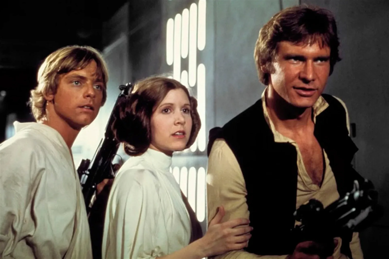 Mark Hamill, Carrie Fisher, and Harrison Ford in Star Wars