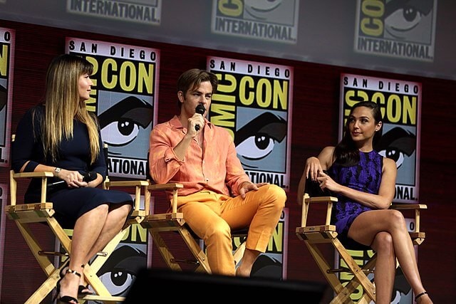 Jenkins, Pine, and Gadot at the Comic Con. | Credit: Gage Skidmore/Wikimedia Commons.