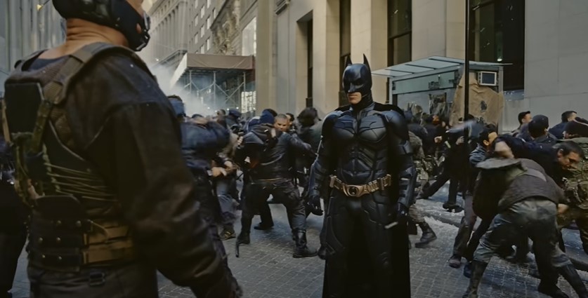 A still from the scene featuring The Dark Knight Rises' terrible dialogue
