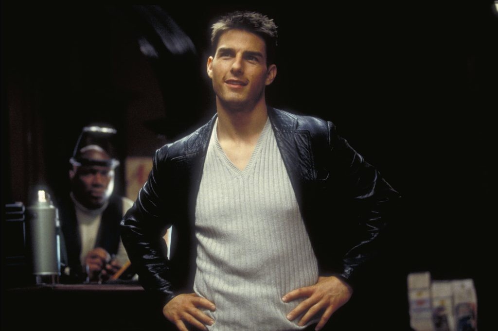 Tom Cruise in Mission: Impossible (1996) in a scene.