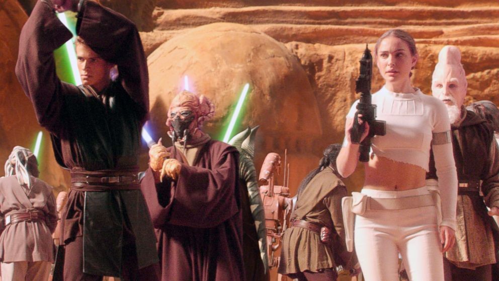Natalie Portman and Hayden Christensen in a pivotal scene in the Star Wars prequel trilogy