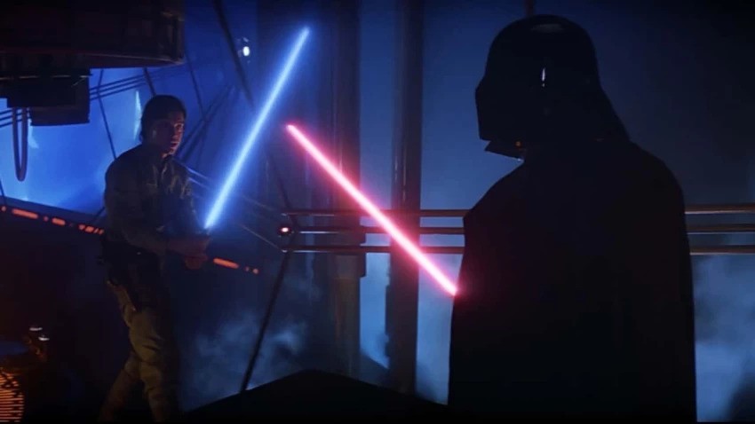 Luke battles Darth Vader in Empire Strikes Back