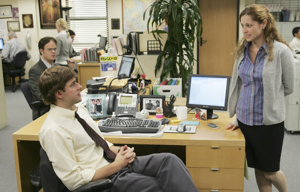 John Krasinski and Jenna Fischer as Jim Halpert and Pam Beesly in The Office | CBS