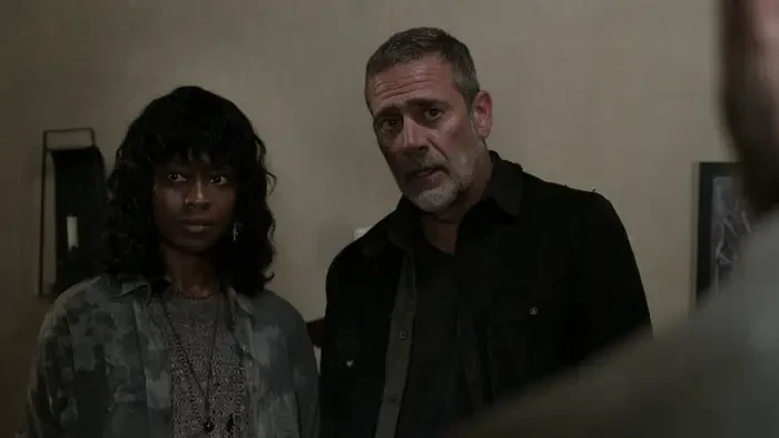 Jeffrey Dean Morgan as Negan and Medina Senghore as Annie 