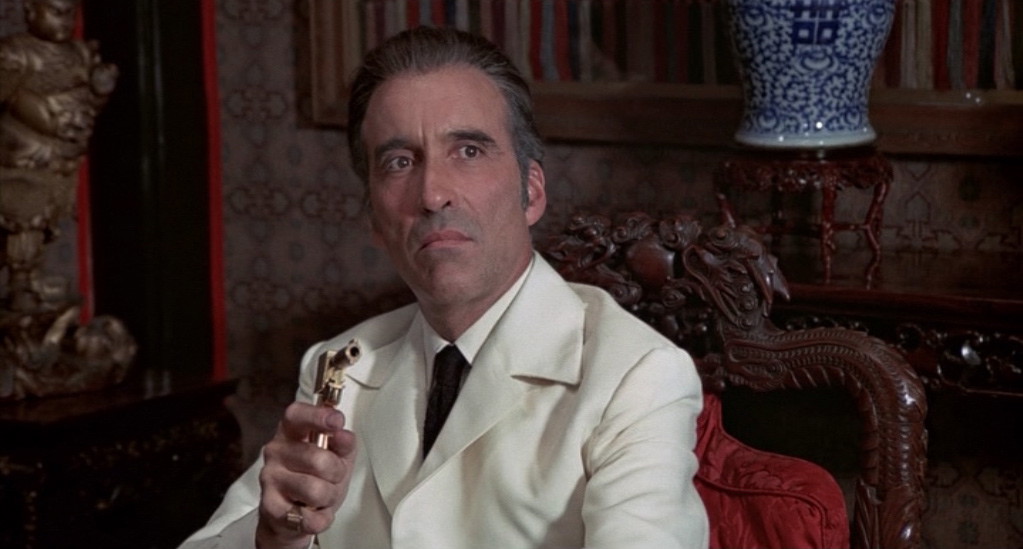 Christopher Lee playing the role of Scaramanga in The Man with the Golden Gun 