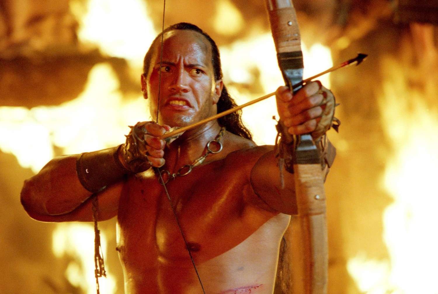 Dwayne Johnson in a scene from The Scorpion King