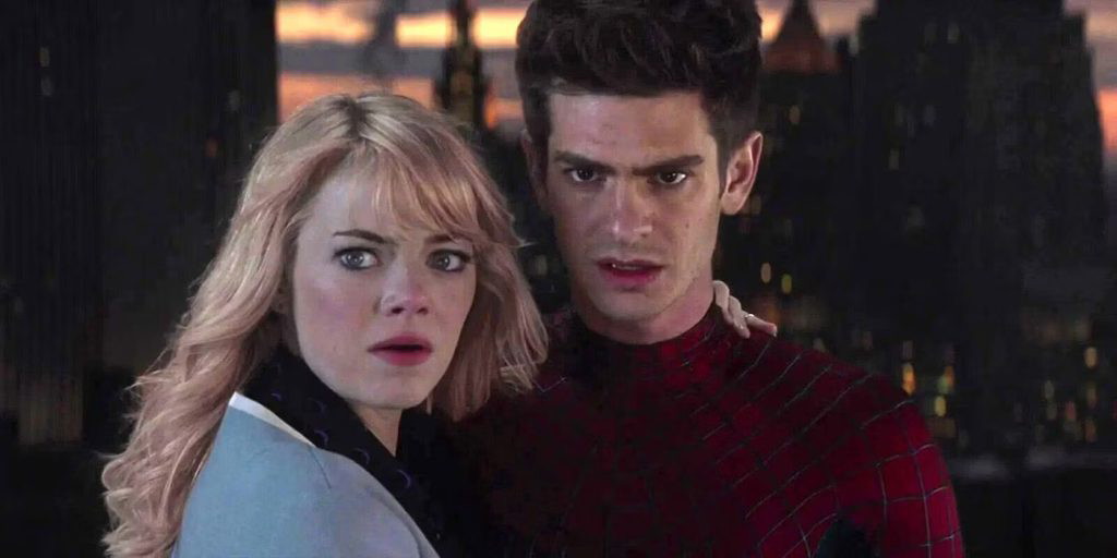 Emma Stone and Andrew Garfield in a scene in The Amazing Spider-Man 2