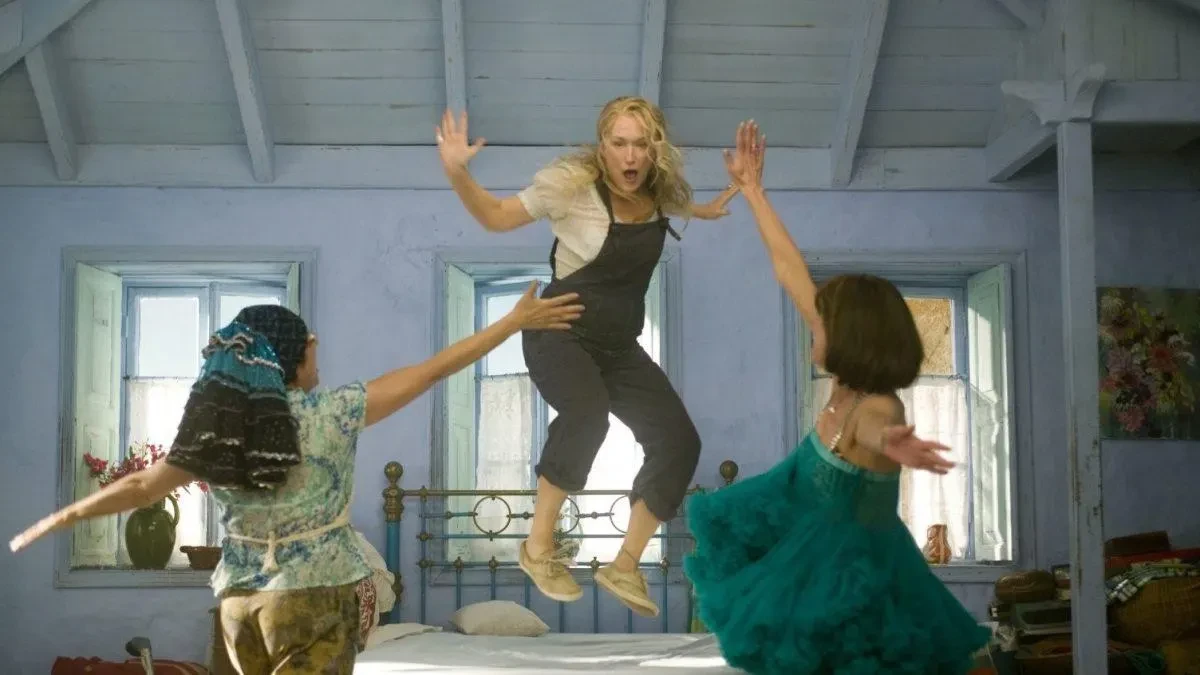 Meryl Streep in a dance number for Mamma Mia!