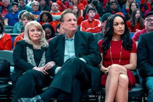 “CLIPPED” -- Pictured: (l-r) Jacki Weaver as Shelley Sterling, Ed O’Neill as Donald Sterling, Cleopatra Coleman as V Stiviano. 