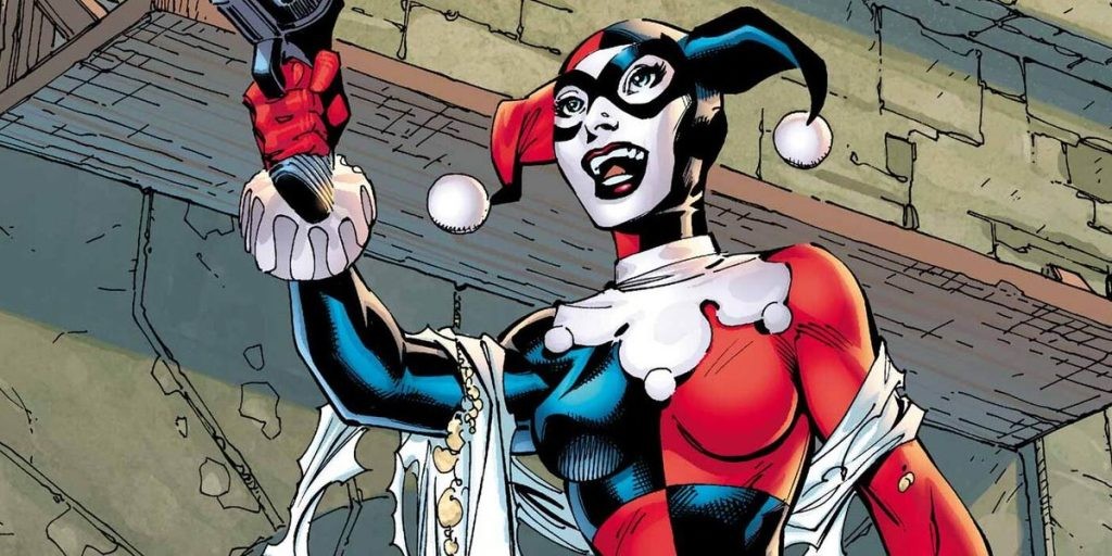 Harley Quinn as depicted in DC comics.
