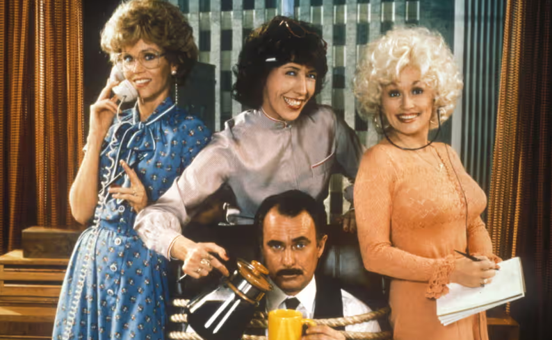 Jane Fonda, Lily Tomlin, Dolly Parton and Dabney Coleman in 9 to 5