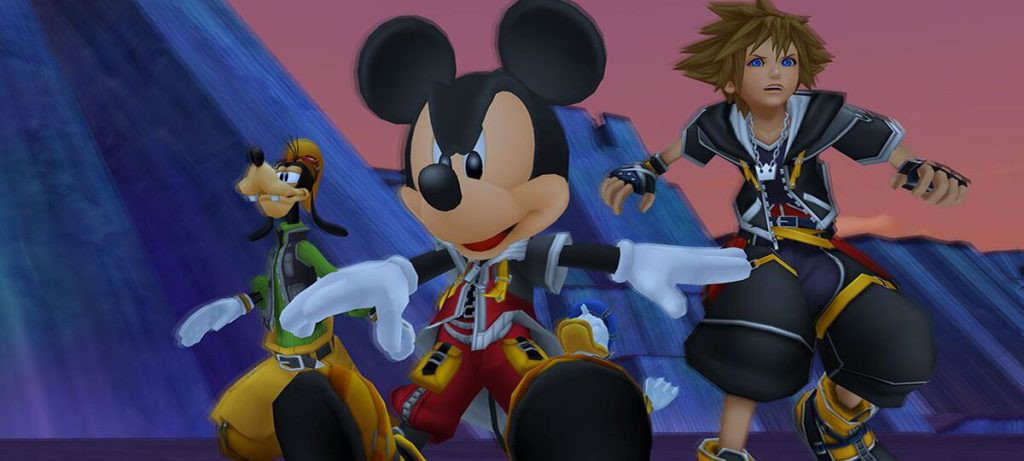 Sora, Mickey, and Goofy facing the heartless army together.