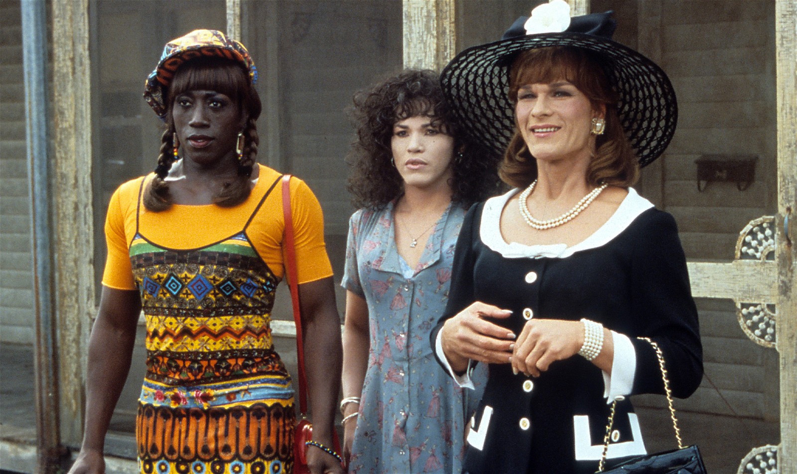 Wesley Snipes, John Leguizamo, and Patrick Swayze (L to R) in To Wong Foo [Credit: Amblin/Universal Pictures]