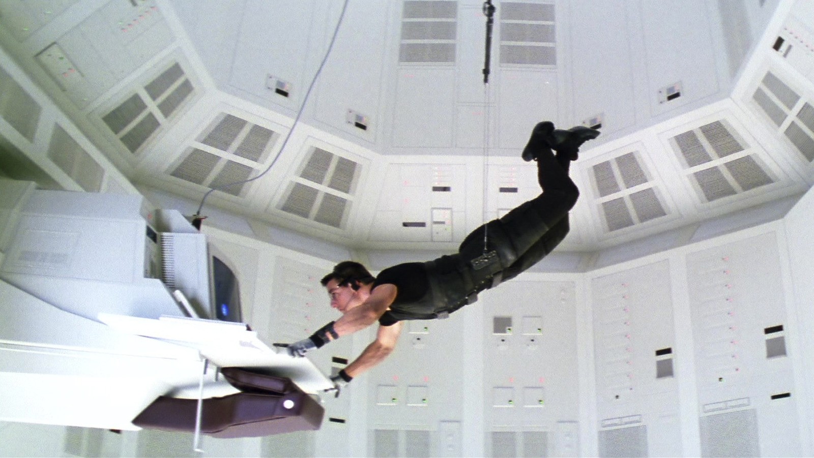 Tom Cruise in the heist scene in mission: impossible