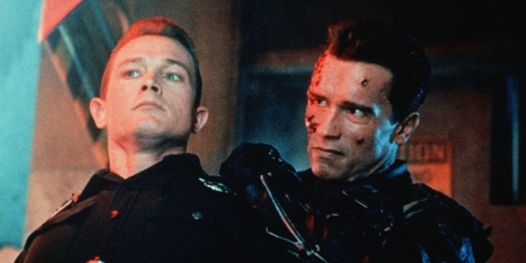 Arnold Schwarzenegger and Robert Patrick in Terminator 2: Judgment Day