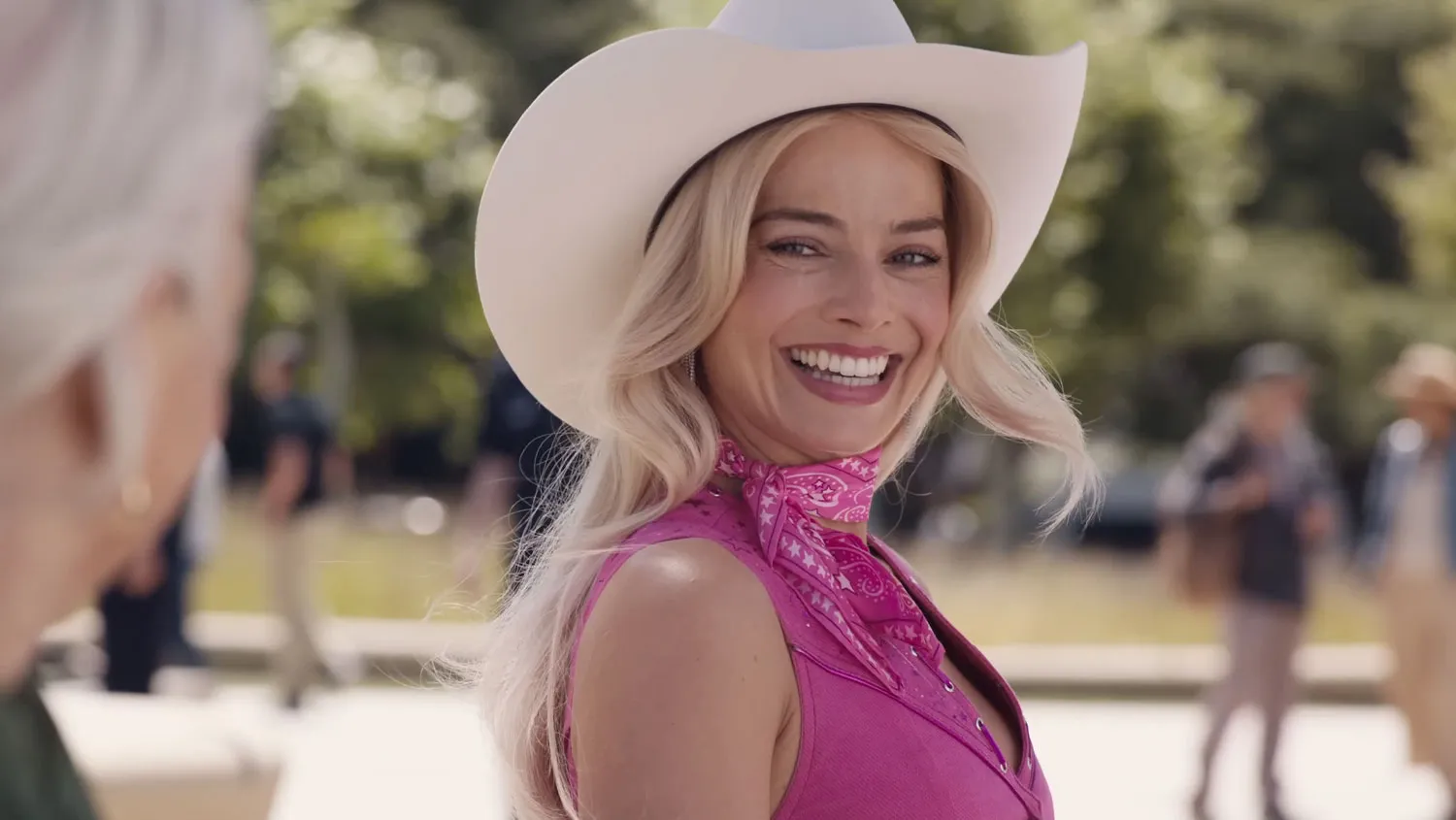 Margot Robbie in a still from Barbie