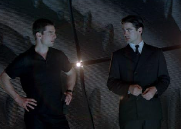 Collin Farrell and Tom Cruise in Minority Report.
