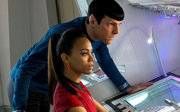 Zoe Saldaña and Zachary Quinto in Star Trek