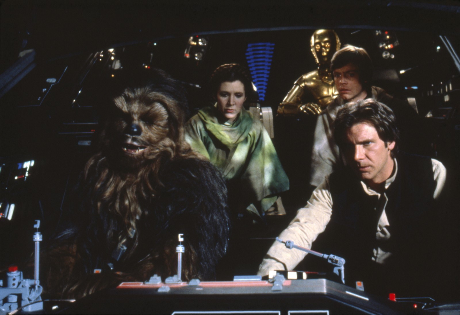 Luke Skywalker and gang travel the galaxies aboard the Millennium Falcon in Star Wars: Return of the Jedi