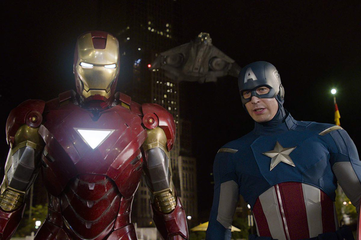 Chris Evans as Captain America and Robert Downey Jr. as Iron-Man in The Avengers | Marvel Entertainment