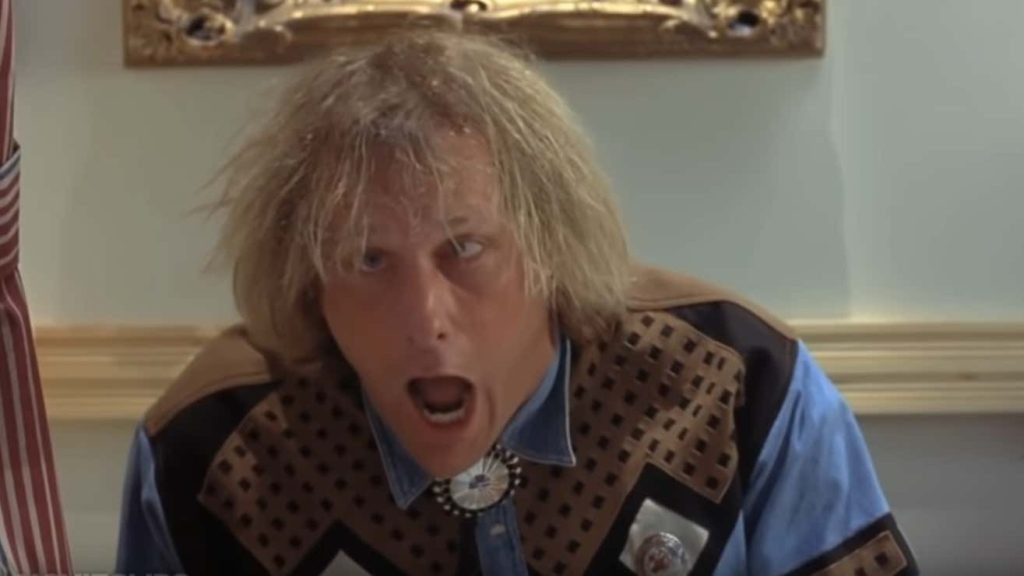 A still of Jeff Daniels from the toilet scene in Dumb and Dumber