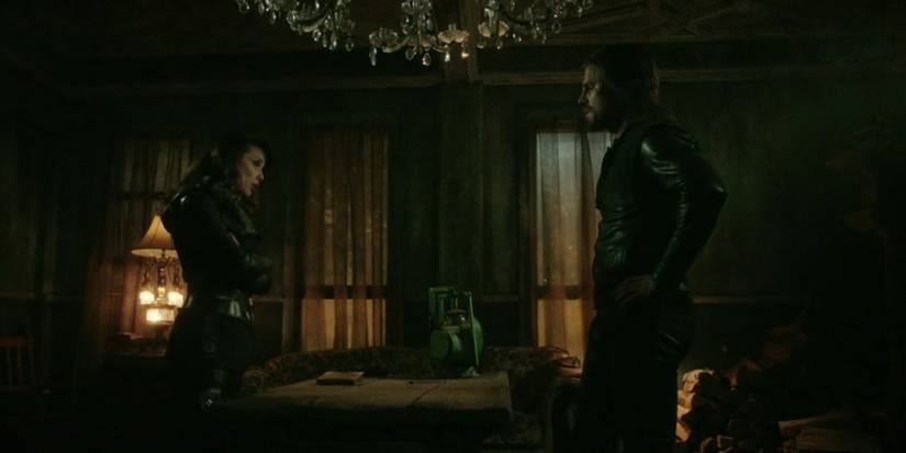 A still of Oliver Queen and Talia Al Ghul from Arrow season 5 | Arrowverse