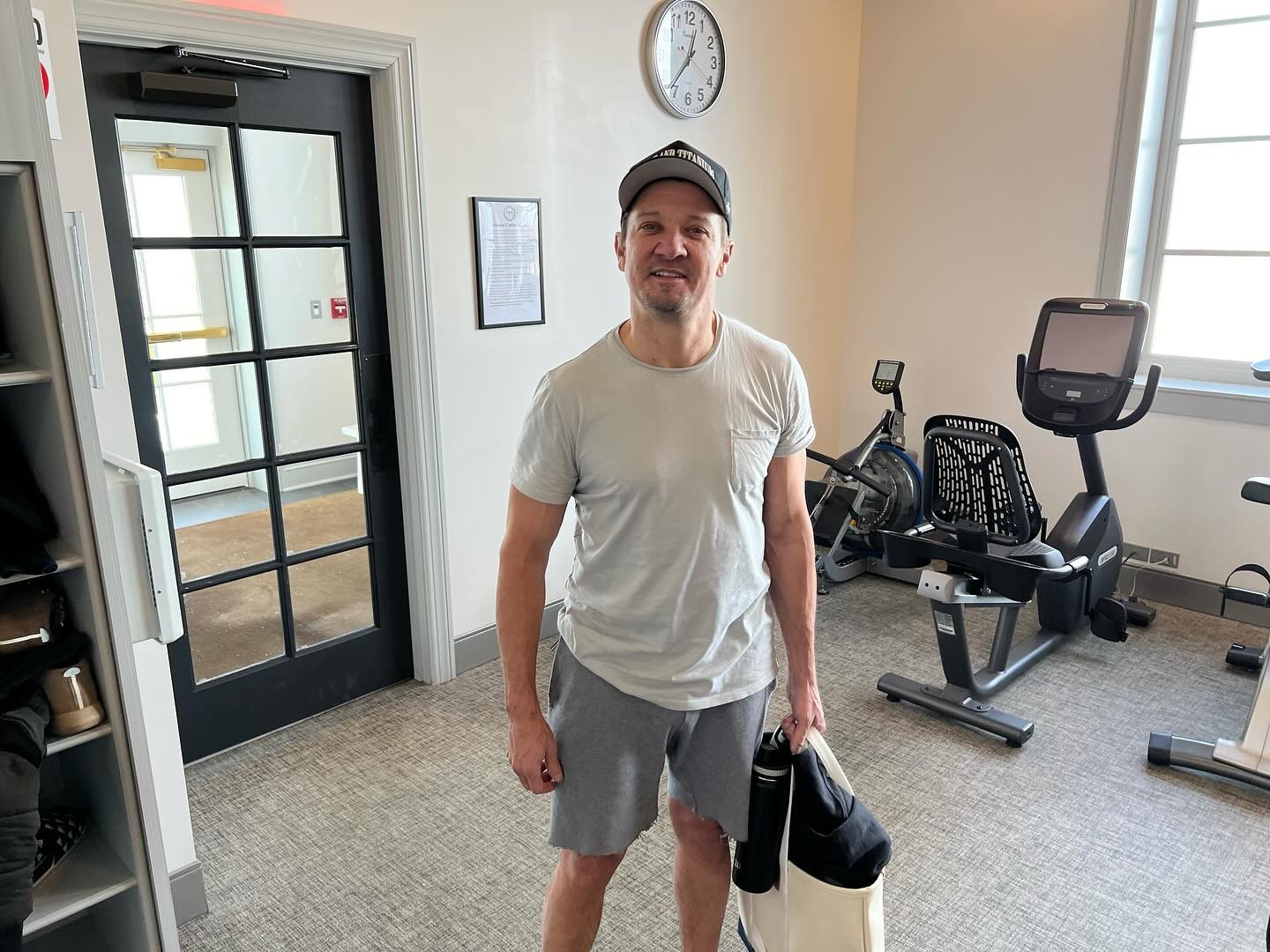 Jeremy Renner during one of his recovery workouts | Jeremy Renner on Facebook