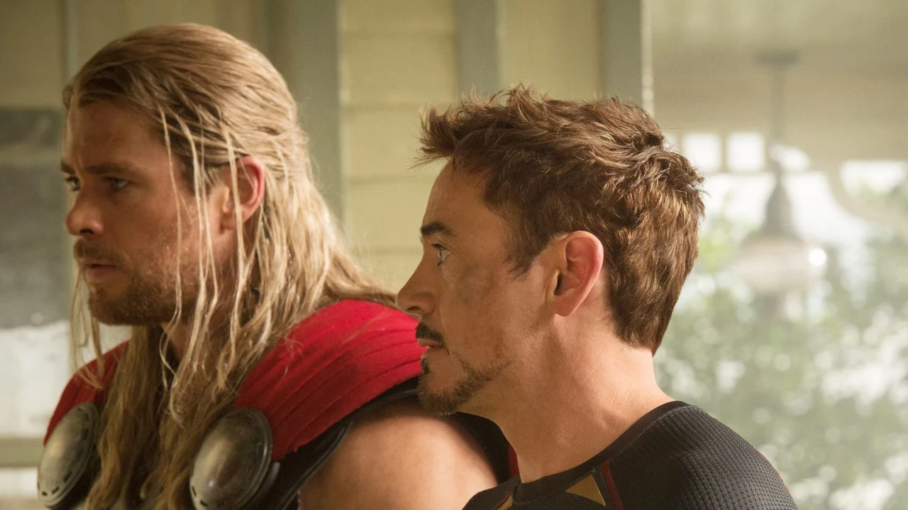 Robert Downey Jr. and Chris Hemsworth in Avengers: Age of Ultron | Marvel Studios