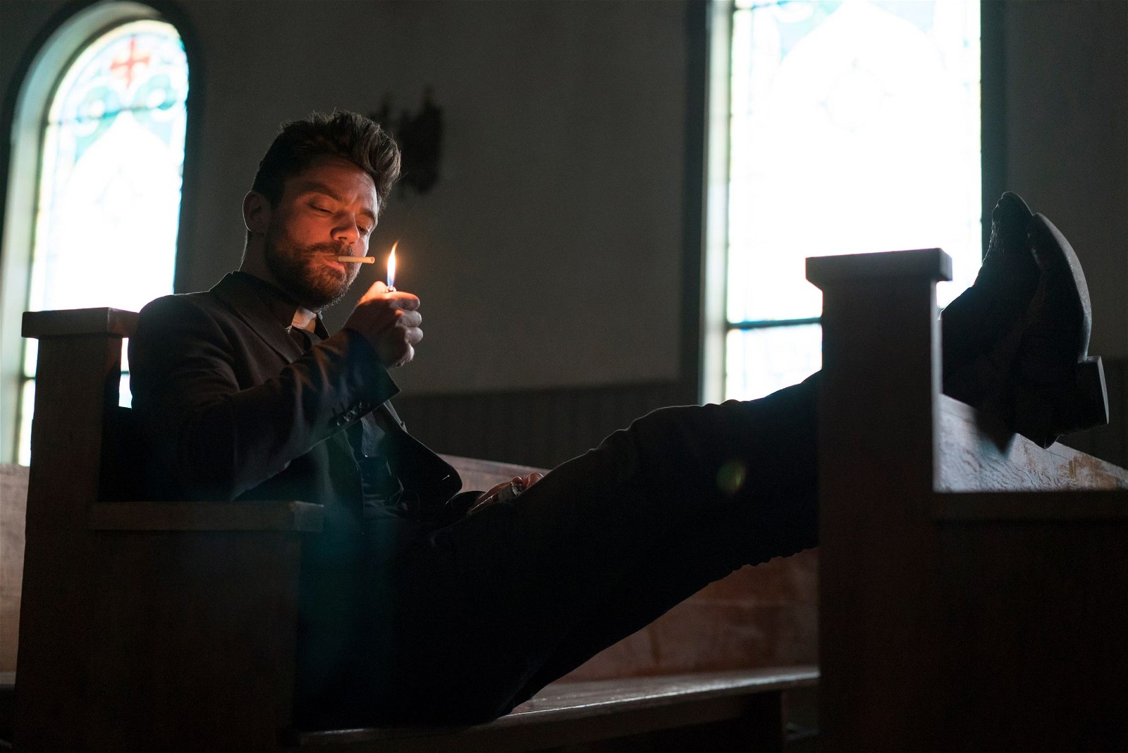 Dominic Cooper as Jesse Custer in Preacher [Credit: Sony Pictures/AMC]