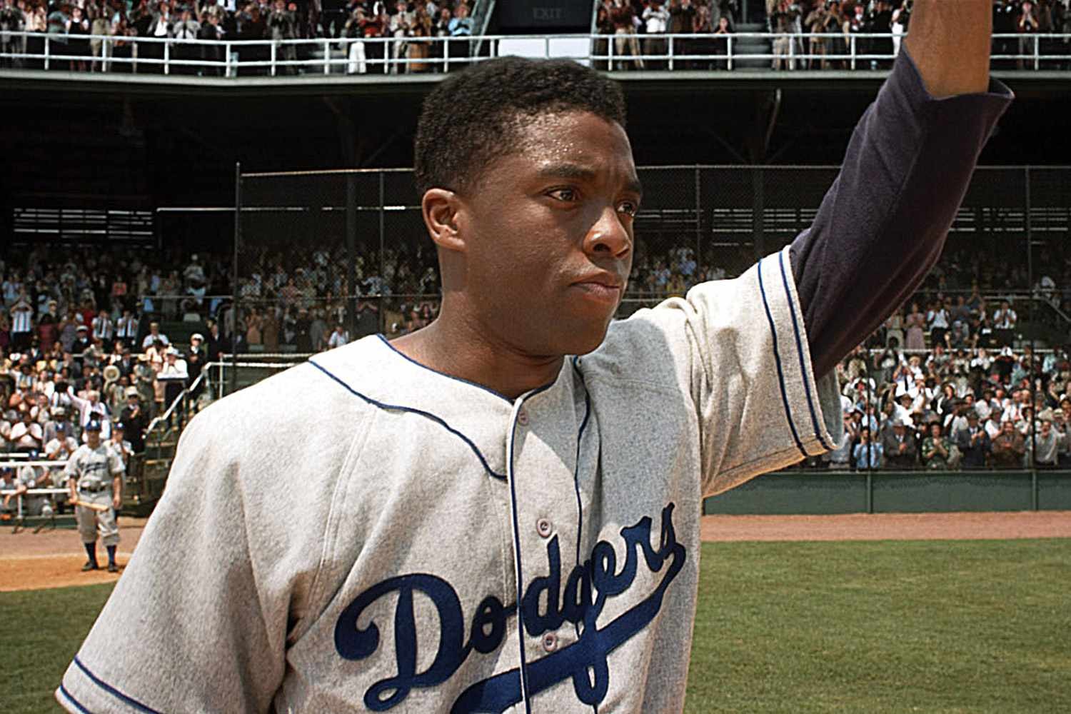 Chadwick Boseman as Jackie Robinson in “42” | Warner Bros.