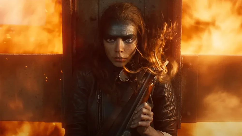 Anya Taylor-Joy in an action sequence in Furiosa: A Mad Max Saga