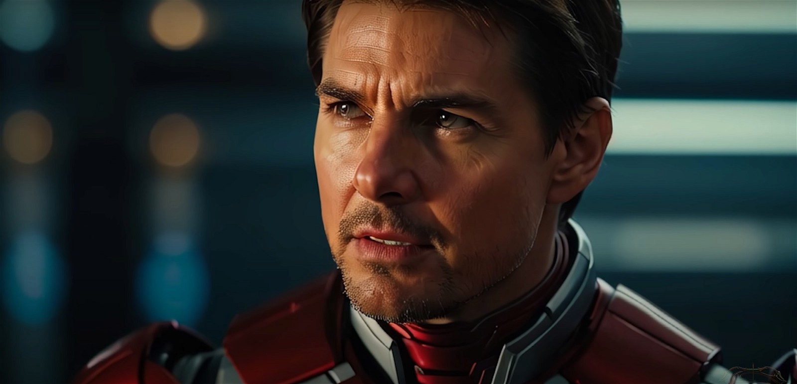 A still of Tom Cruise as Iron Man from the concept trailer @stryderHD on X