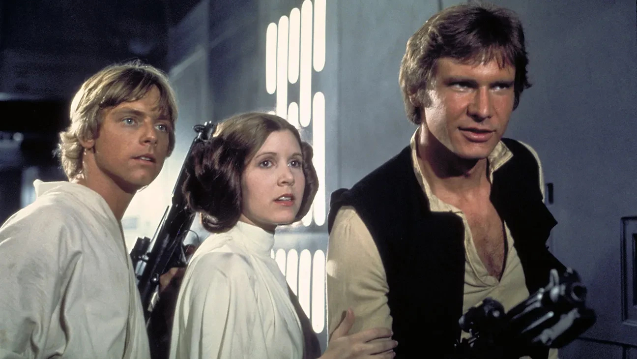 Luke Skywalker, Leia Organa, and Han Solo in Star Wars: A New Hope