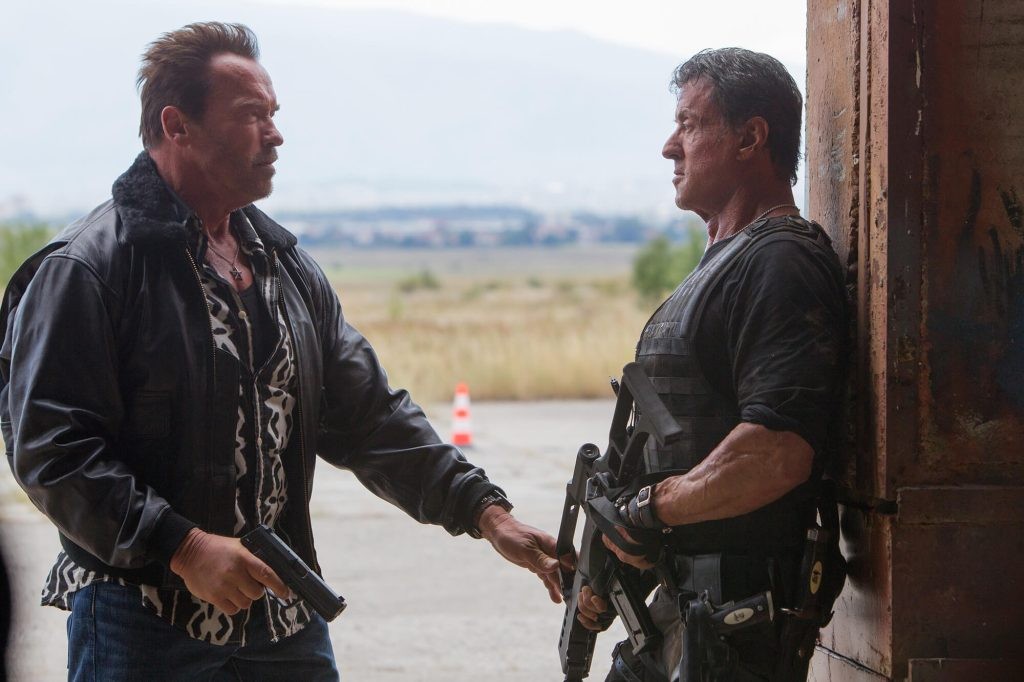 Arnie and Sly in a still from the film series. | Credit: Lionsgate.