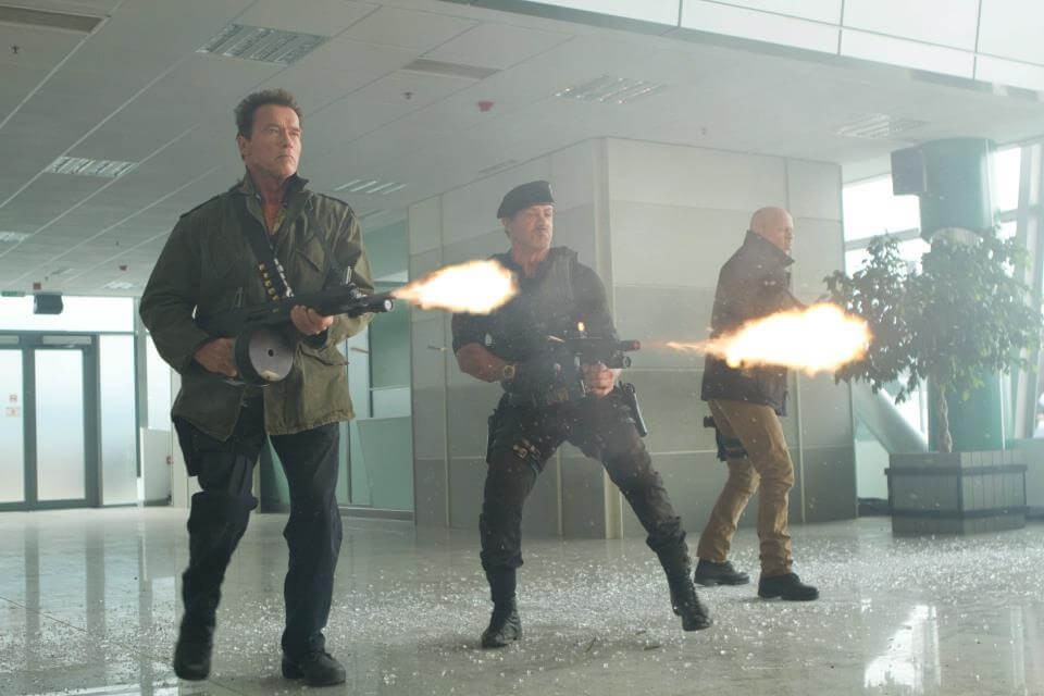 The golden trio in a still from The Expendables 2. | Credit: Lionsgate.
