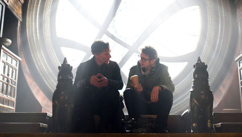 Scott Derrickson on the sets of Doctor Strange with Benedict Cumberbatch