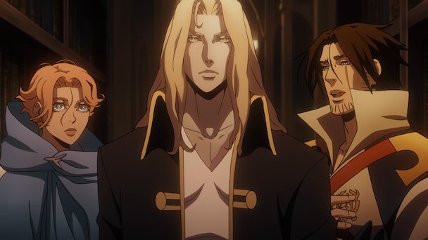 The lead trio in a still from Netflix's Castlevania
