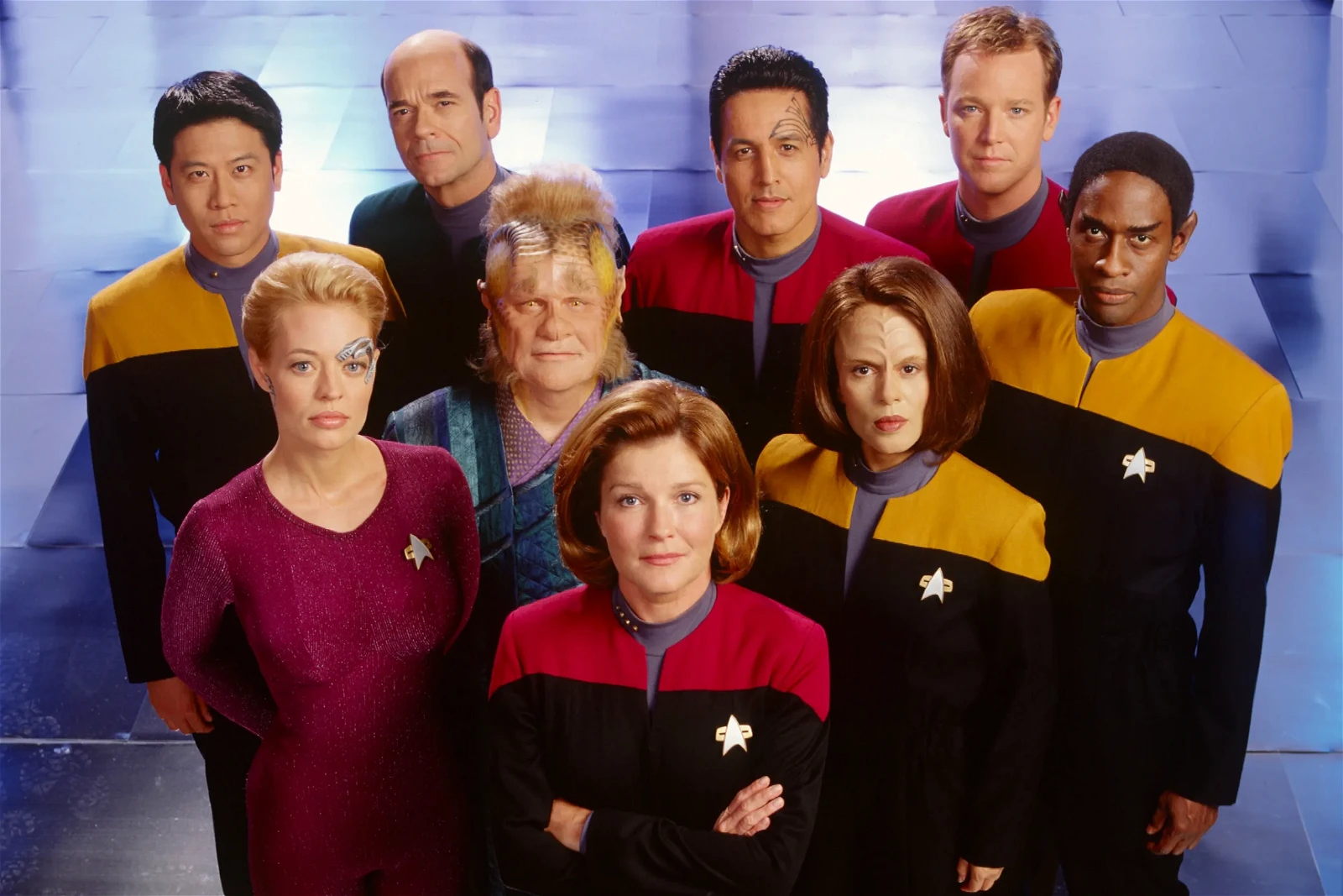 The crew of the USS Voyager in a still from Star Trek: Voyager