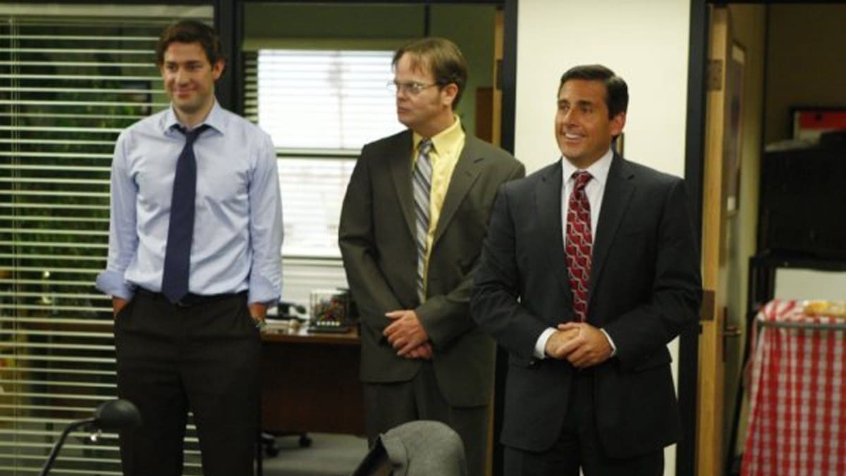 A still featuring Steve Carell, John Krasinski, and Rainn Wilson in The Office | NBC