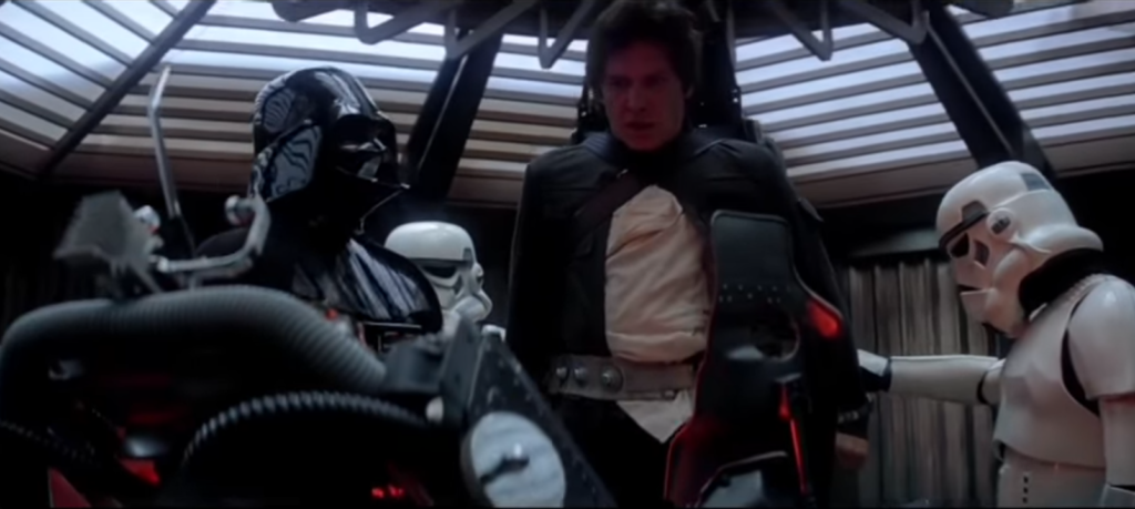 Han Solo is captured by Darth Vader and is primed to be tortured