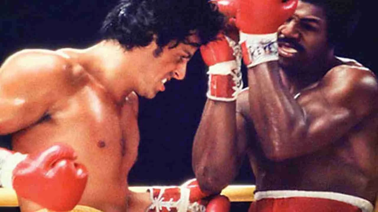 Sylvester Stallone and Carl Weathers in Rocky II
