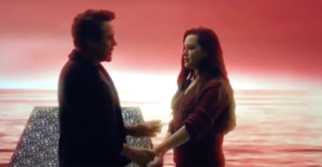 Robert Downey Jr. and Katherine Langford in a deleted scene from Avengers: Endgame | Marvel Studios