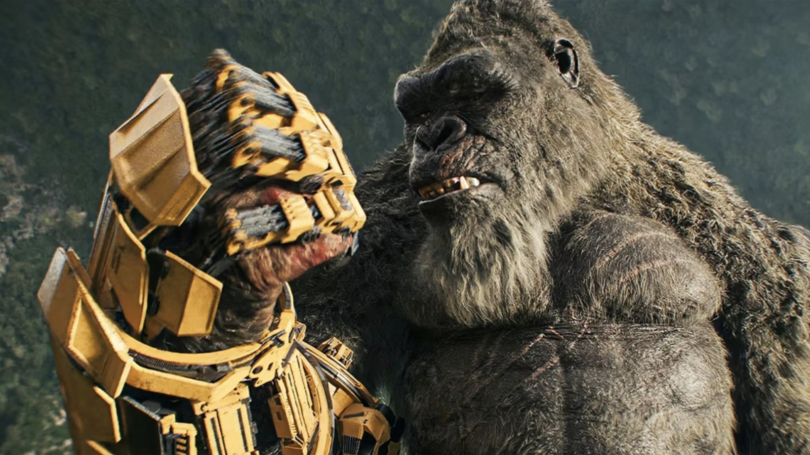 Kong testing his mechanical arm in a still from Godzilla x Kong: The New Empire