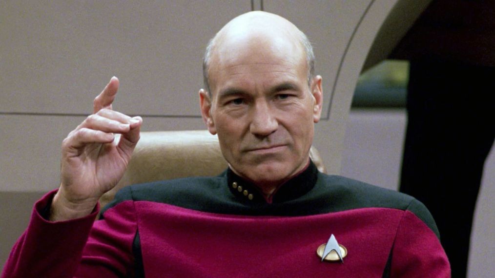 Sir Patrick Stewart as Captain Jean-Luc Picard in Star Trek: The Next Generation