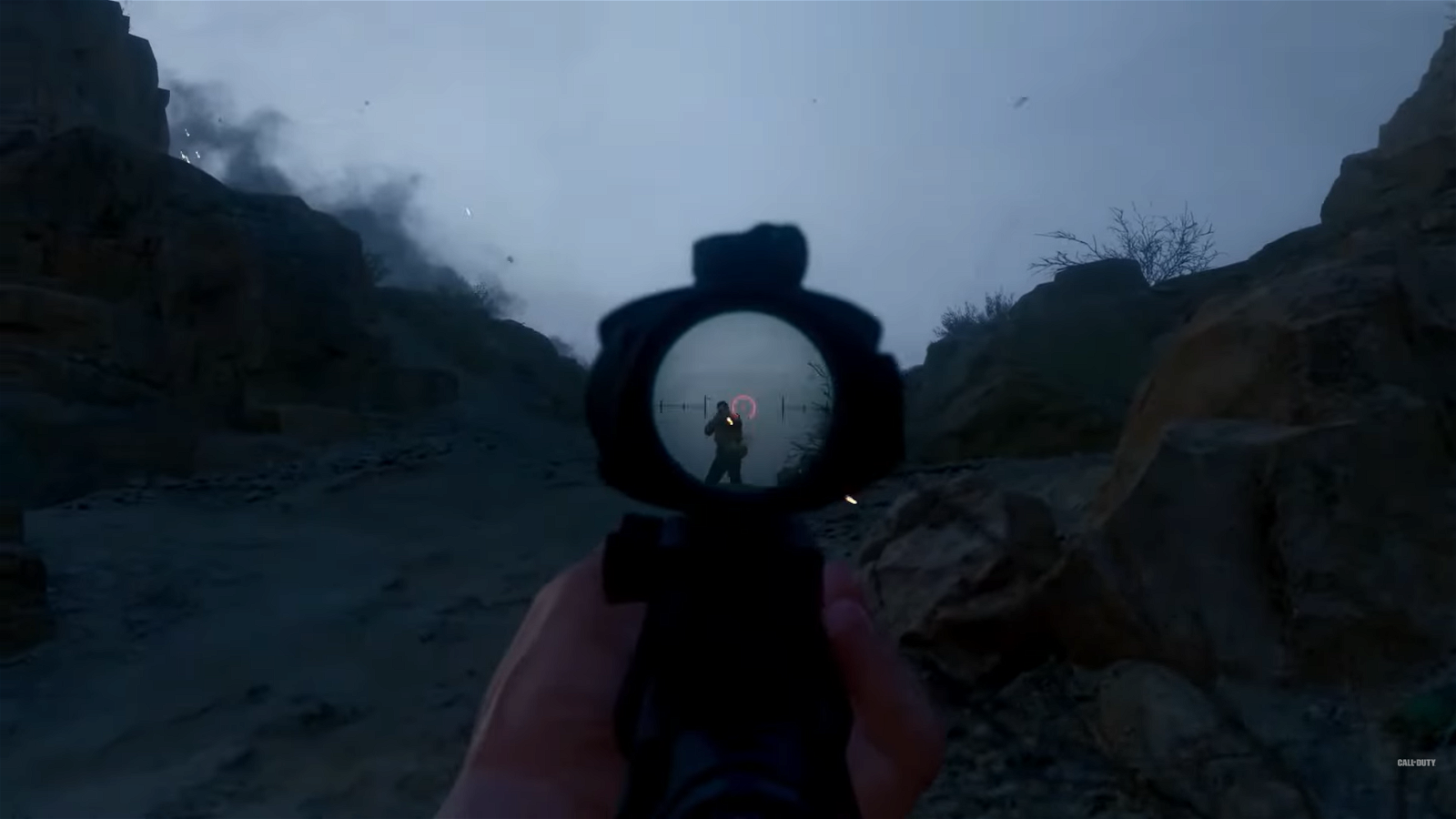 A player is seen aiming at the enemy. Credits: Activision